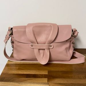 Lavaterre Blush Leather Shoulder Bag with Stud Detail